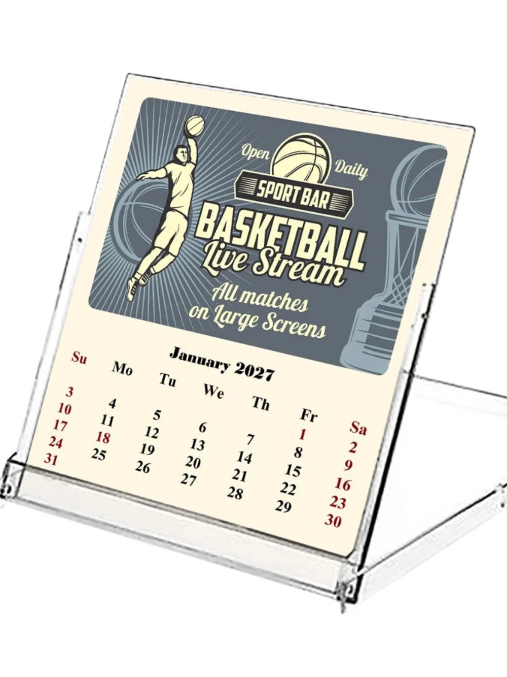 2027 CD-Style Desk Calendar 12 Months Calendar/Planer (Basketball)